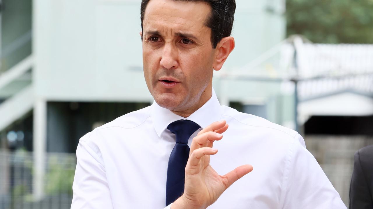 Queensland opposition leader David Crisafulli during a press conference at Caloundra on Monday. Picture: Tertius Pickard