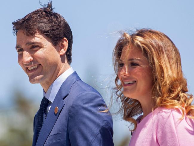 Justin Trudeau and his wife Sophie Gregoire Trudeau arriving at the G7 summit in La Malbaie, Quebec, Canada, in 2018. Picture: AFP