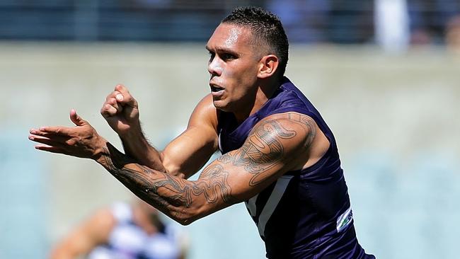 Harley Bennell playing for Fremantle in the 2016 preseason. (Photo by Will Russell/AFL Media/Getty Images)