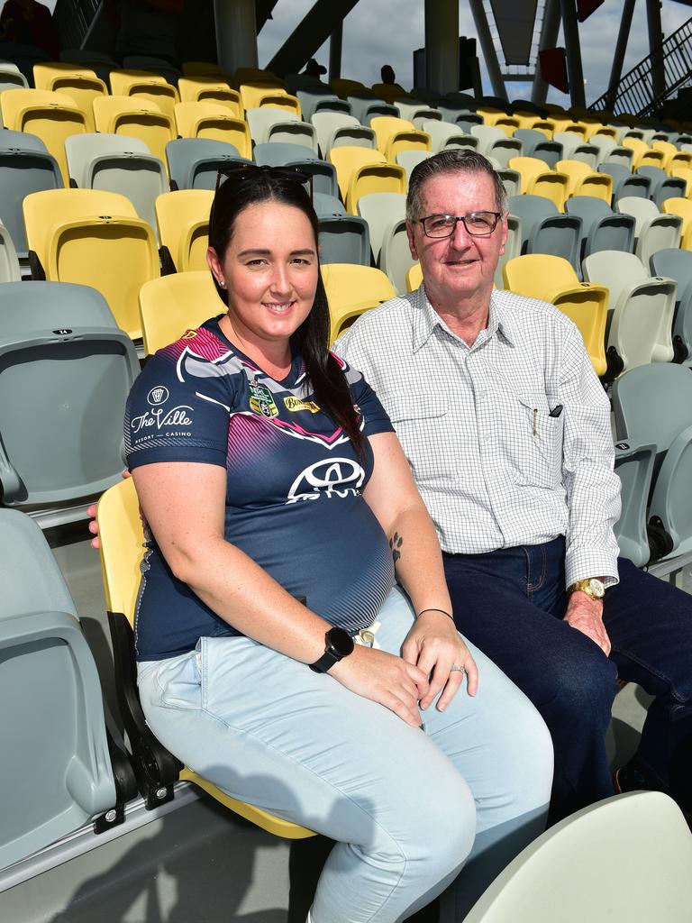 North Queensland Cowboys against Newcastle Knights at Queensland Country Bank Stadium. Amanda Ruddell and Barry Cannon. Picture: Evan Morgan