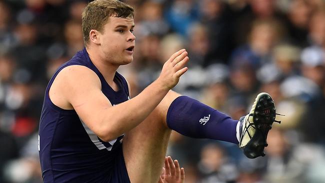 Fremantle ruckman Sean Darcy dominated in his debut for the Dockers. Picture: AAP Images