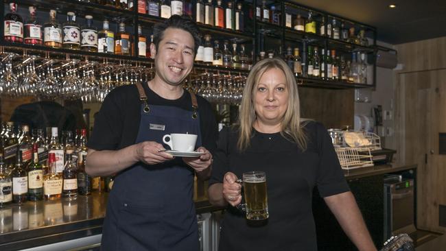 Hobart Hospitality – RACV bar staff member John with Shelley Verdouw at Cascade on Collins. Picture: Caroline Tan