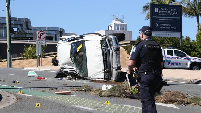 The aftermath of the crash. Picture: Glenn Hampson.