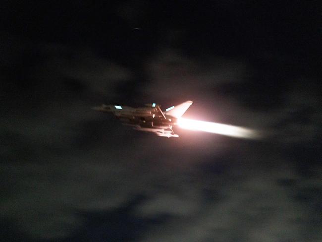 A RAF Typhoon aircraft takes off to conduct further strikes against targets in Yemen. Picture: AFP