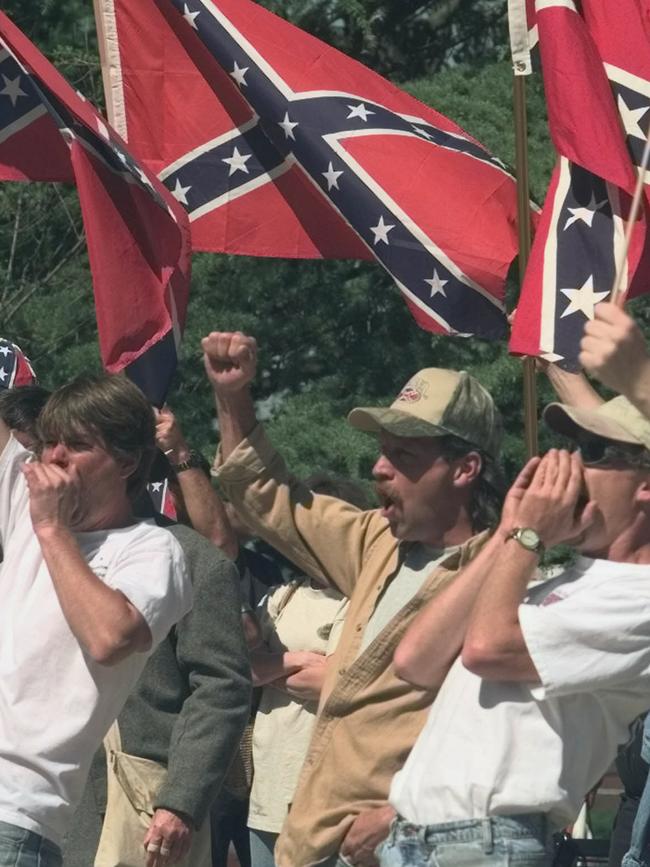 Nikki Haley signed a bill removing a Confederate flag from a monument on the grounds of the South Carolina state house. Picture: AP.