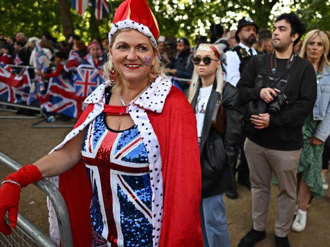 Royal fans line the Mall for the parade. Picture: AFP