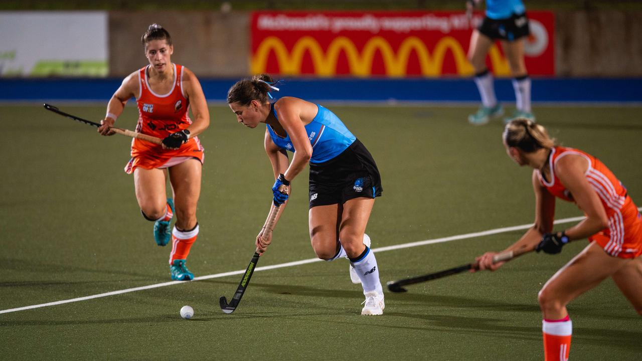 The first Festival of Hockey match between the Territory Stingers and Brisbane Blaze. Picture: Pema Tamang Pakhrin