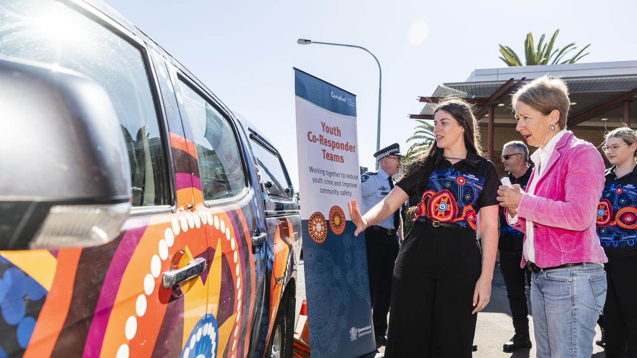 Toowoomba youth crime co-responder team leader Brooke Sanders (left) with Youth Justice Minister Di Farmer. Picture: Kevin Farmer