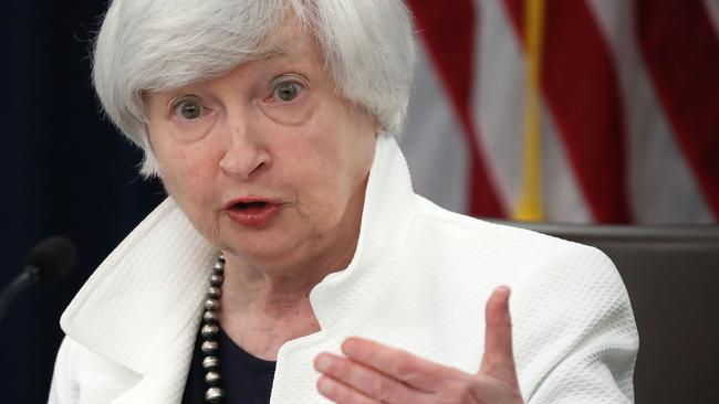 Janet Yellen speaks after the Fed meeting. Pic: AFP