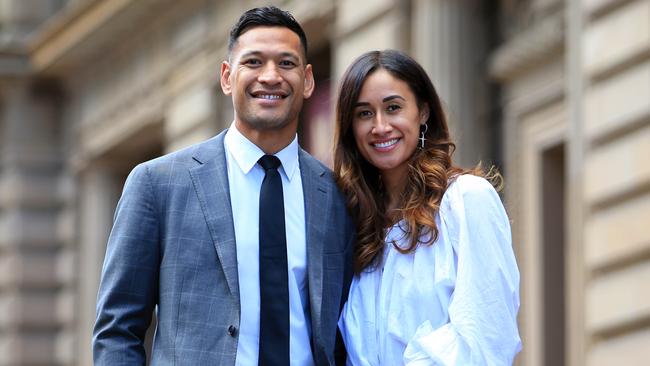 Israel Folau with his wife Maria are expecting their first child. Picture: Aaron Francis/The Australian