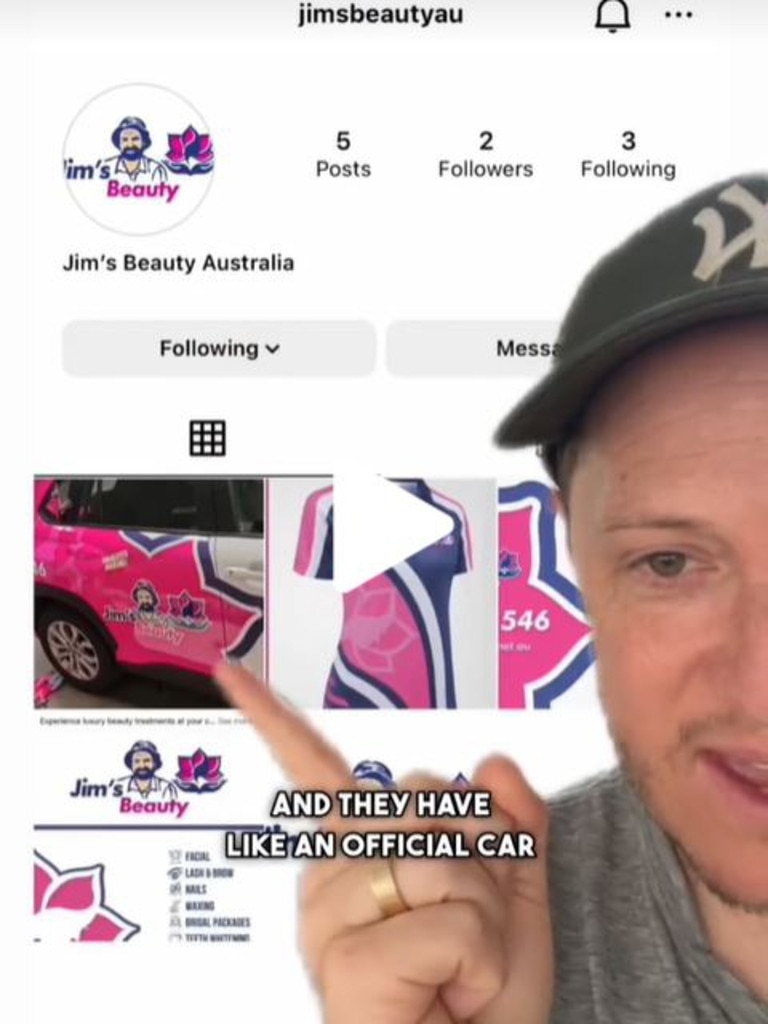 Australian comedian Josh Hawkins checked out the Jim's Beauty Instagram account. Picture: HiJosh/Tiktok