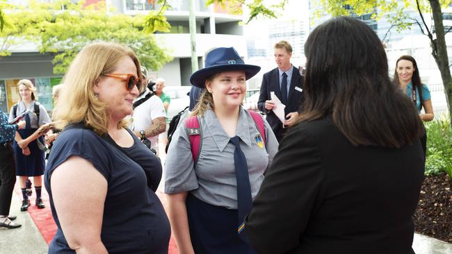 First day at Fortitude Valley State Secondary College. 585 St Paul's Terrace and Brookes St, Fortitude Valley, Brisbane, 28th of January 2020. (AAP Image/Attila Csaszar)