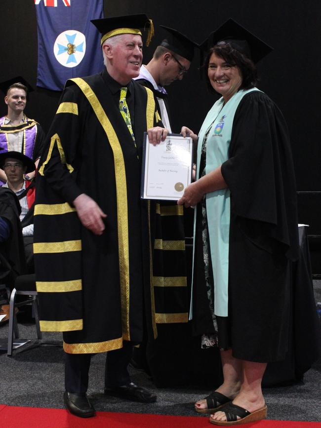 Tracey Golchert graduated with a Bachelor of Nursing at the CQUniversity graduation ceremony in Bundaberg on December 14, 2023.
