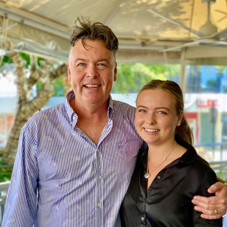 Restaurateur Scotty Budgen and his daughter Octavia at Shuck Restaurant at Main Beach. Picture Jenny Masters