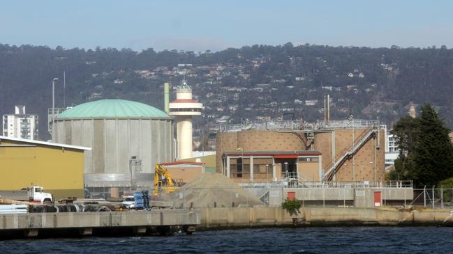 The Macquarie Point wastewater treatment plant on the Hobart waterfront.