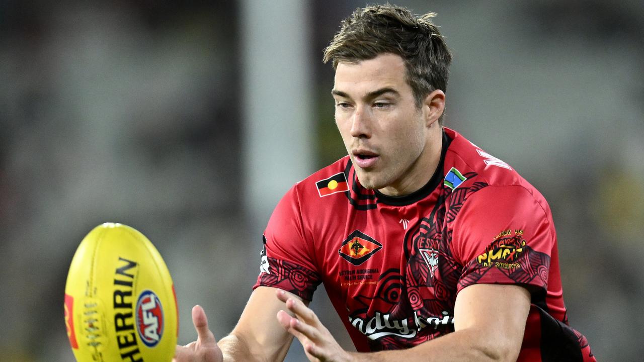 Zach Merrett and the Bombers play both West Coast and North Melbourne twice in the remaining 14 rounds. Picture: Quinn Rooney/Getty Images