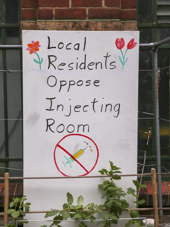 A sign outside the proposed site for the second injecting room. Picture Wayne Taylor