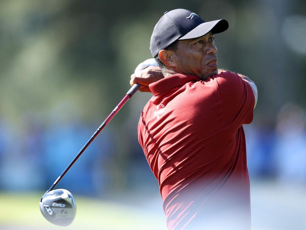 AUGUSTA, GEORGIA - APRIL 14: Tiger Woods of the United States plays his shot from the third tee during the final round of the 2024 Masters Tournament at Augusta National Golf Club on April 14, 2024 in Augusta, Georgia. Warren Little/Getty Images/AFP (Photo by Warren Little / GETTY IMAGES NORTH AMERICA / Getty Images via AFP)