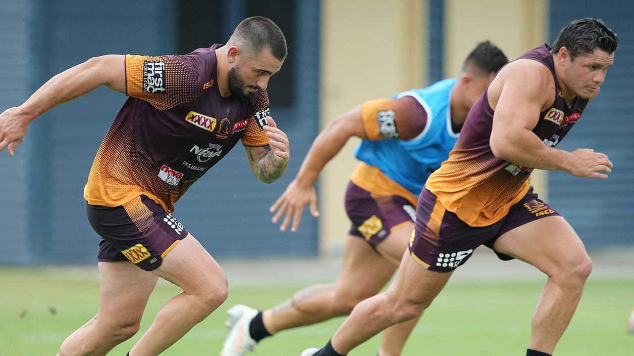 Jack Bird and James Roberts will partner in the centres for the Broncos in 2019. (AAP Image/Jono Searle)