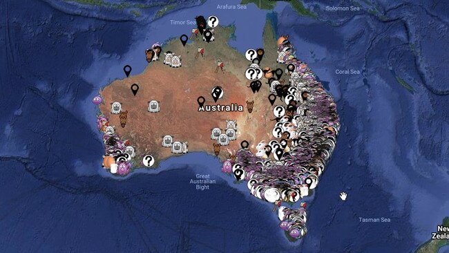 Going global: Animal activist group Aussie Farms released this interactive map to track farms and businesses across the country in January, and are now making it global.