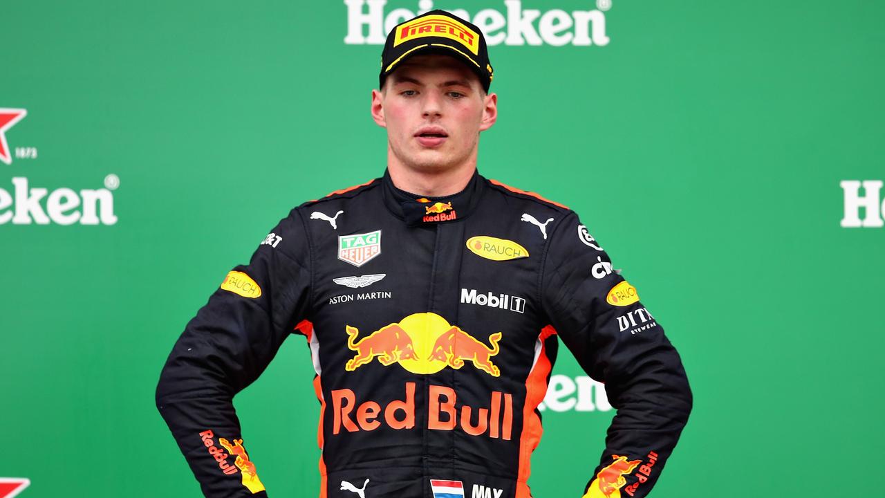 Max Verstappen crestfallen on the Brazil podium last year. Picture: Mark Thompson