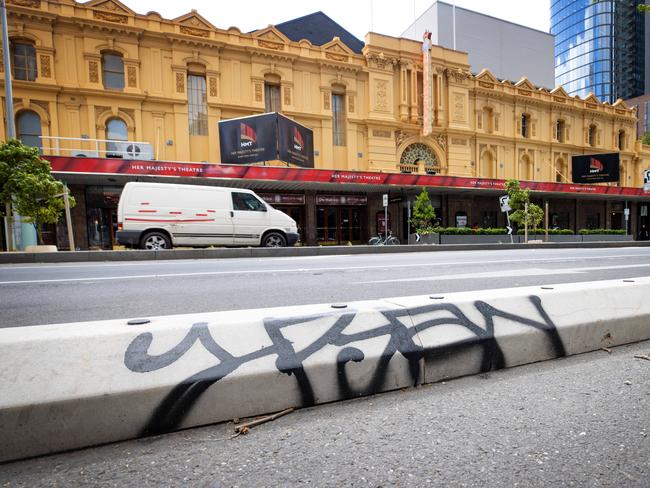 Graffiti in Exhibition Street. Picture: Mark Stewart