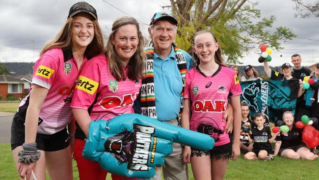 Panthers fans Isabel Hahn, Nicole Craig, Kevin Pippen and Lucinda Craig. Picture: Richard Dobson