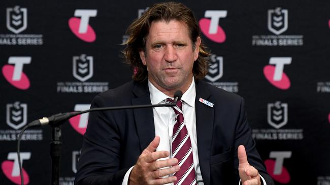 Manly and coach Des Hasler have beeb fined $25,000 (Photo by Bradley Kanaris/Getty Images)