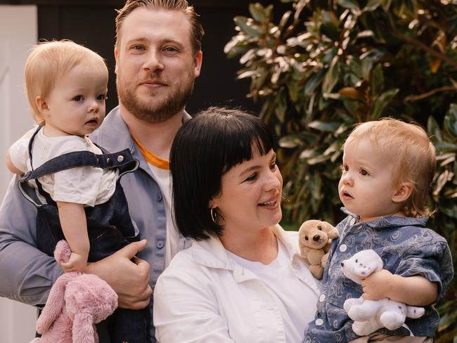 Brontë Doherty with her partner Rob and their twins. Picture: Stacey Rolfe/Supplied