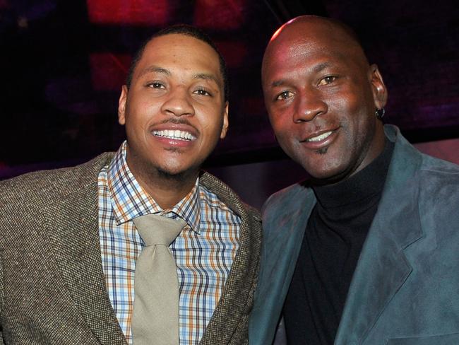 DALLAS - FEBRUARY 12:  (L-R) NBA players Dwyane Wade, Carmelo Anthony, and Michael Jordan attend the Exclusive FABULOUS 23 Dinner hosted by Jordan Brand during All-Star Weekend on February 12, 2010 in Dallas, Texas.  (Photo by Charley Gallay/Getty Images for Jordan Brand)