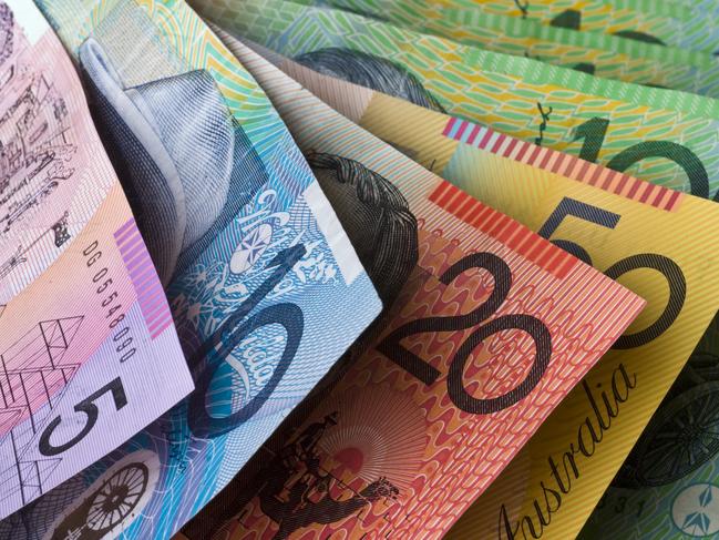 "Stock Photo of Australian Money, Five, Ten, Twenty, Fifty and One Hundred Dollar Notes"