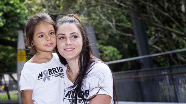 Jade Baki with her five-year-old daughter Yasmina. Picture: Renae Droop/AAP