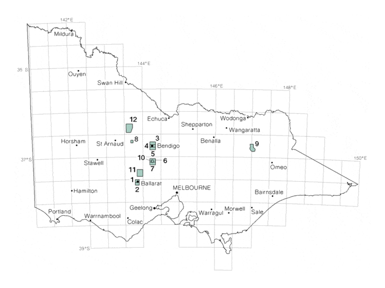 Map of Victoria showing major gold mining regions. Picture: Victoria state government