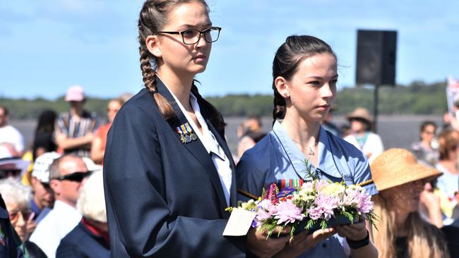 Richmond Christian College students lay a wreath at the Ballina Anzac Day service in 2022. Picture: Tessa Flemming