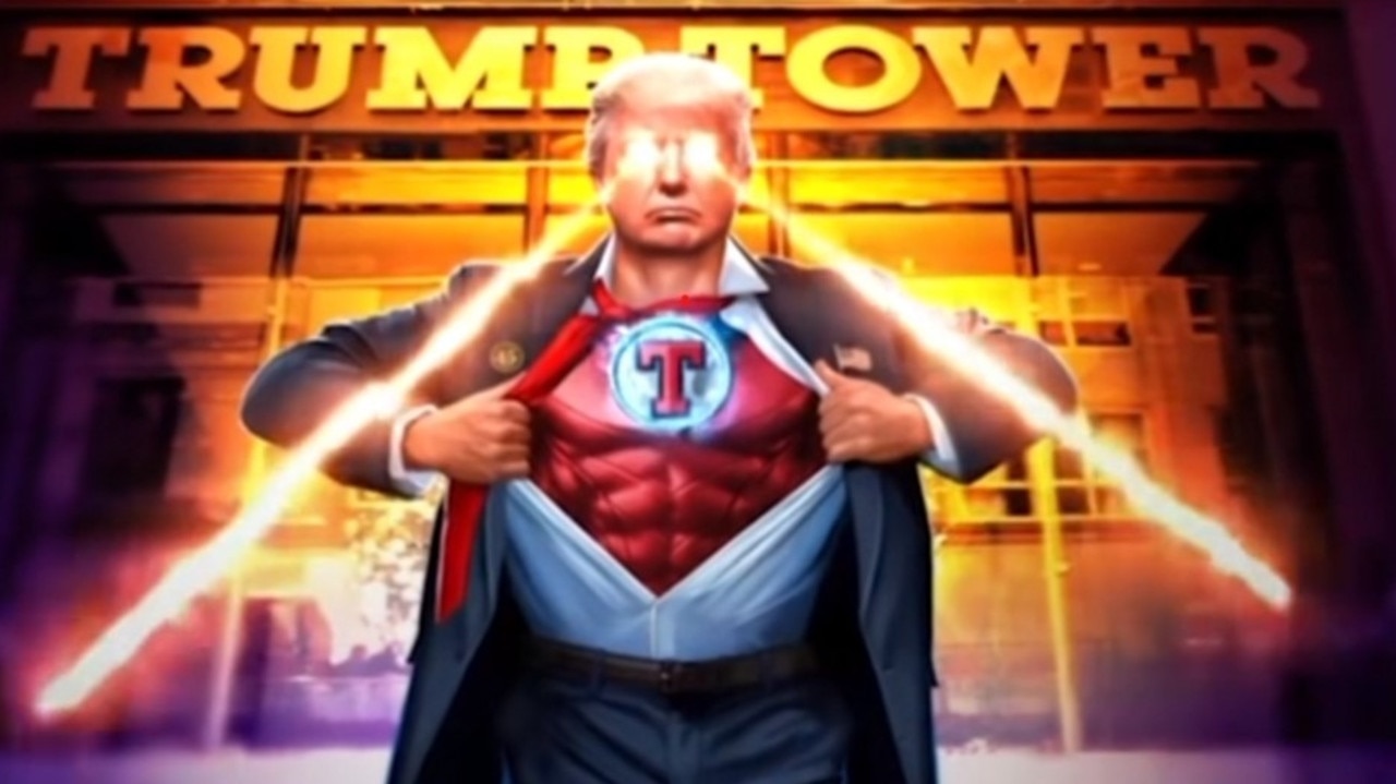 Donald Trump shared this cartoon image of himself and while he’s no superhero, his effect on sharemarkets is undeniable. Picture: Truth Social