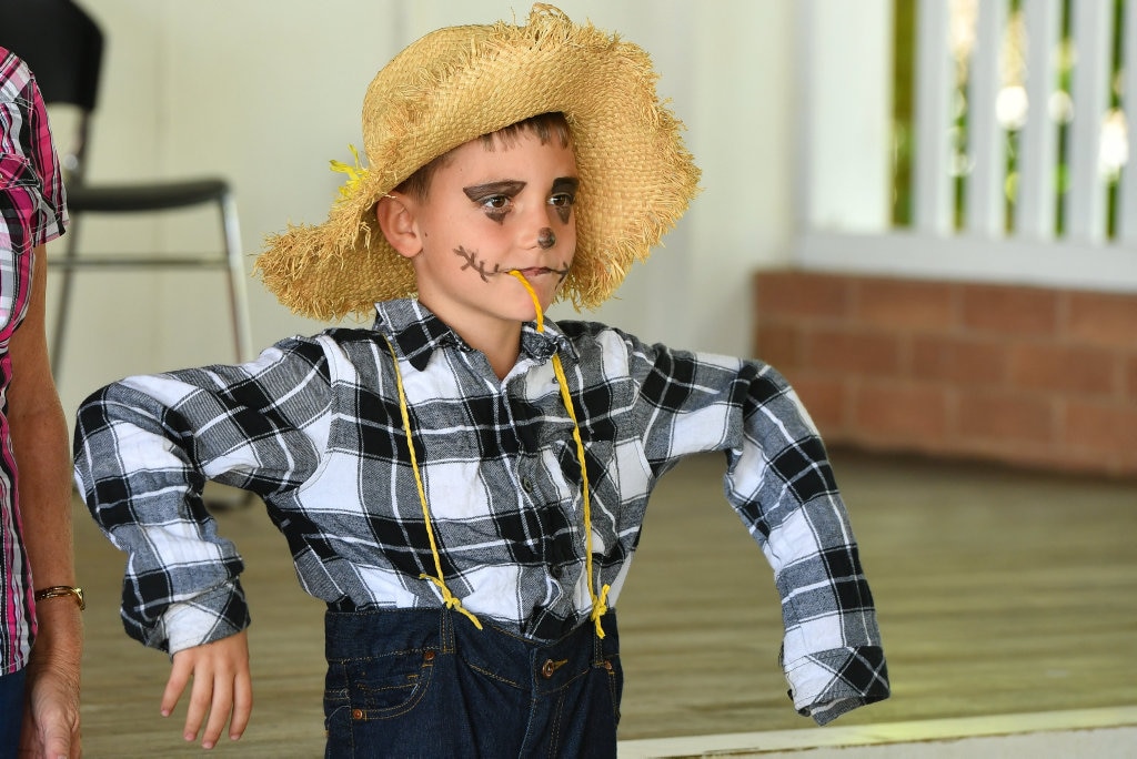 Josh Lucke won best dressed.PIE IN THE FACE - Mt Larcom State School raises money for drought relief. Picture: Mike Richards GLA140918PIEF