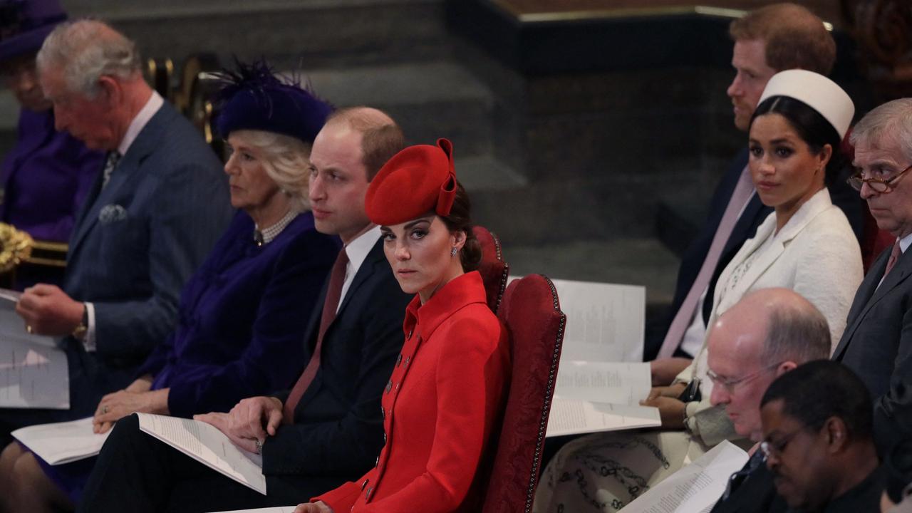 Could there be a more awkward family reunion than Meghan and Harry’s Uk return? Picture: Kirsty Wigglesworth / POOL / AFP.