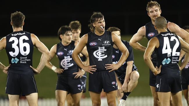 Carlton after their loss during an AFL pre-season practice match between the Sydney Swans and Carlton Blues at Blacktown International Sportspark on  March 3, 2023. Photo by Phil Hillyard(Image Supplied for Editorial Use only - **NO ON SALES** - Â©Phil Hillyard )