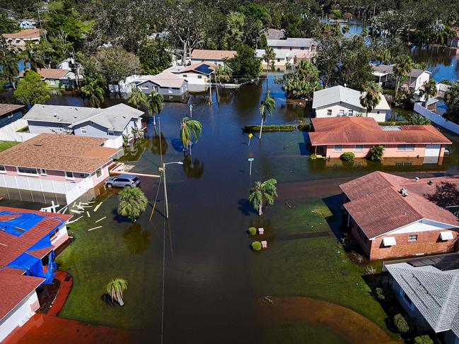 Neighborhoods are inundated in the aftermath of Hurricane Milton in Lake Maggiore, Florida, on October 10, 2024. Picture: AFP