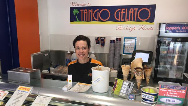 Wendy Boquest, owner of Tango Gelato on the Gold Coast Highway at Burleigh hopes businesses will be protected during light rail stage 3 construction.