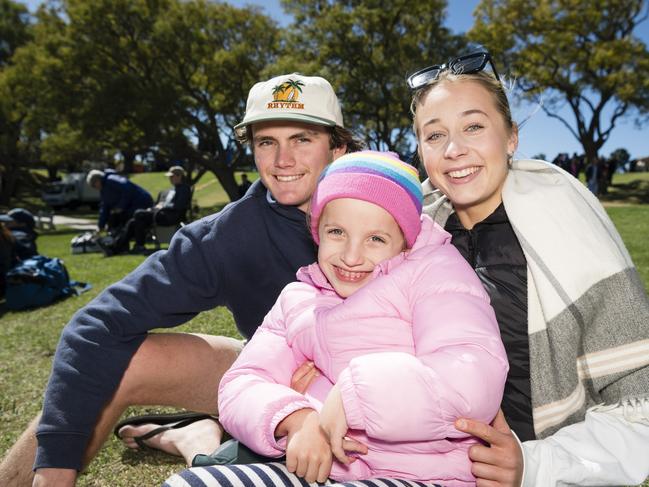 At Grammar Downlands Day are (from left) Brayden Ellis, Lilly Farrelly and Libby Sharp at Toowoomba Grammar School, Saturday, August 19, 2023. Picture: Kevin Farmer