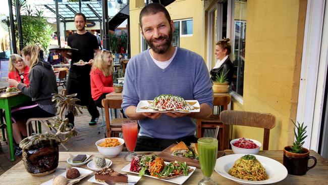 Heath Daly at his Fremantle cafe, The Raw Kitchen. Picture: Nic Ellis / The West Australian