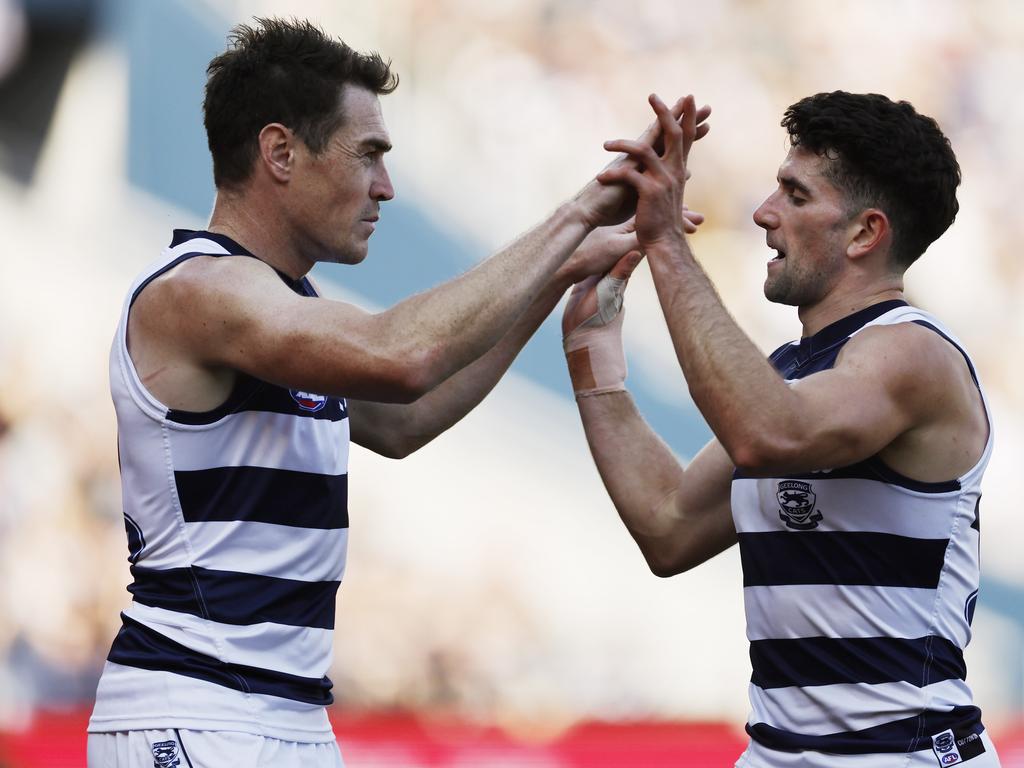 Jeremy Cameron was unstoppable against North Melbourne. Picture: Michael Klein