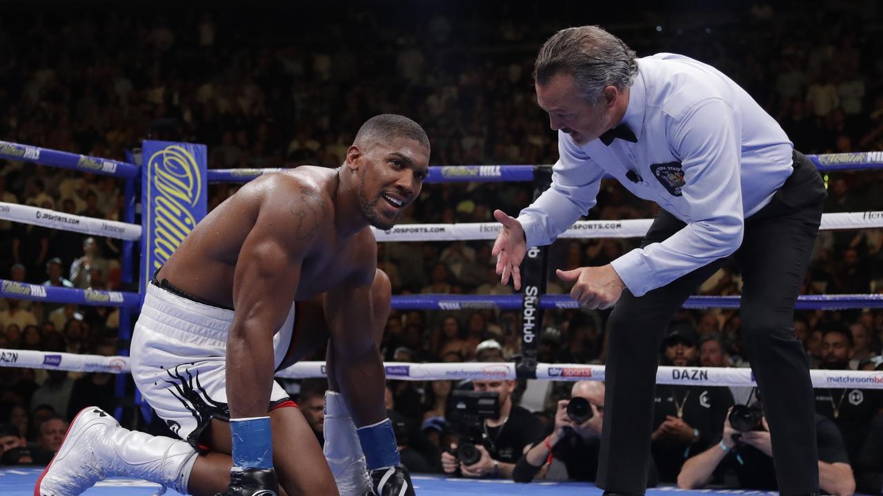 Anthony Joshua after being knocked down against Andy Ruiz.