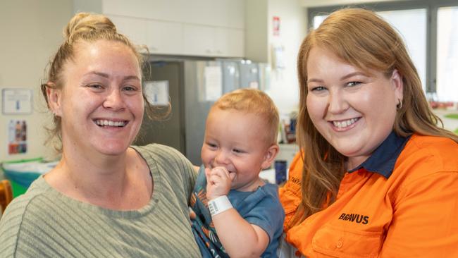 Inside the Townsville Ronald McDonald family room: Bravus' Tanya Brown with mother Shannara and her 12-month-old son Lucah