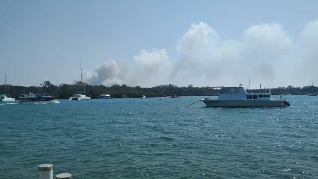 The Noosa North Shore fire seen from Noosa Heads. Picture: Alon Weizman, Facebook.