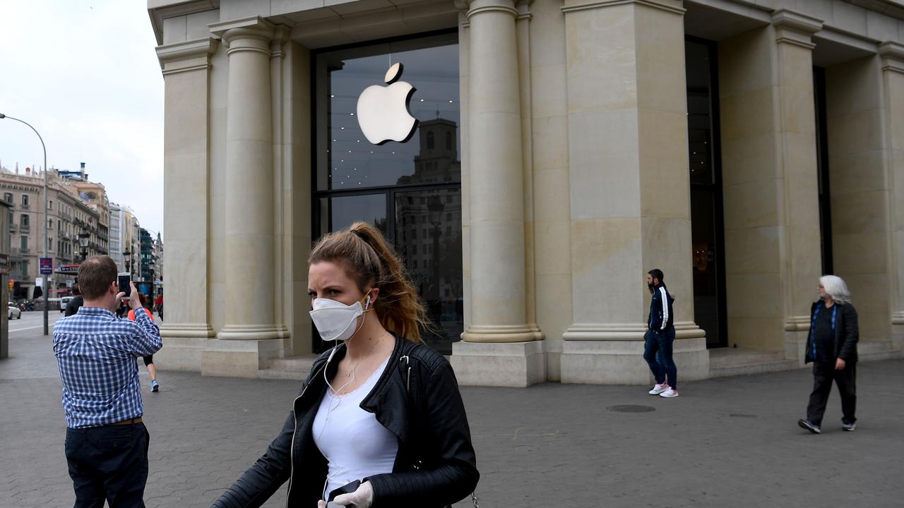 Apple closed most of its shops around the world in March. Picture: Josep Lago / AFP