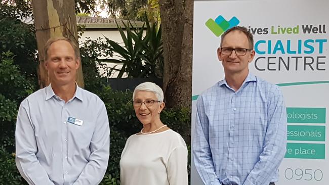 Lives Lived Well chief executive Mitchell Giles (R), pictured here with Gold Coast Primary Health Network chief executive Matt Carrodus and Lives Lived Well Specialist Centre practice manager Michele Reeves, has called for compassion towards addicts.