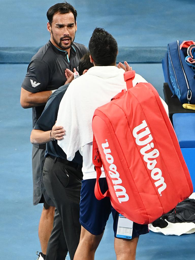 Australian Open 2021 fight Fabio Fognini furious spat reaction