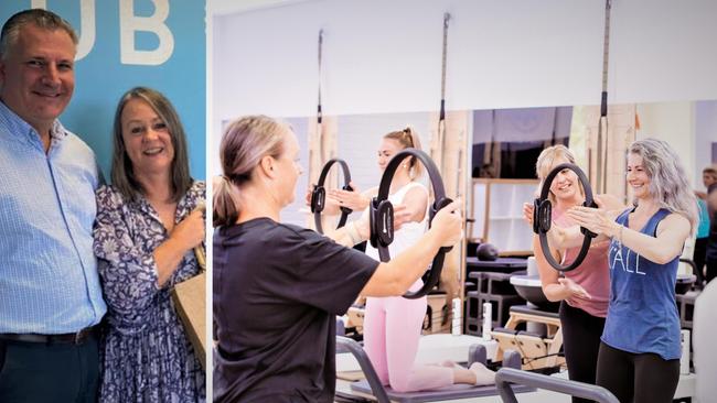 Club Pilates Noosa owners Alastair Snell, left, and Danielle Gannan, right. Picture: supplied.